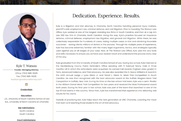 An example of a website designed by Appnet for a client in Charlotte, NC