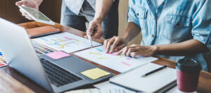 a team working on a web design project