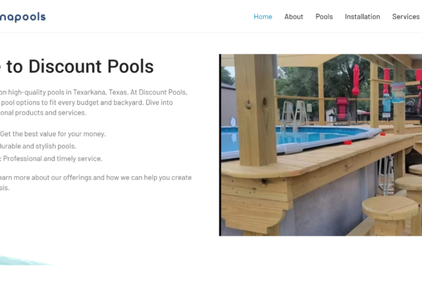 Discount Pools lower part of their homepage