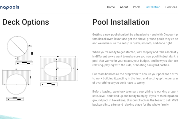 Discount Pools pool installation page
